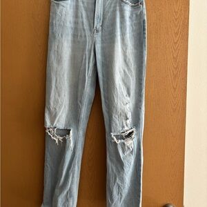 Abercrombie & Fitch Light Blue Distressed Straight Leg Jeans